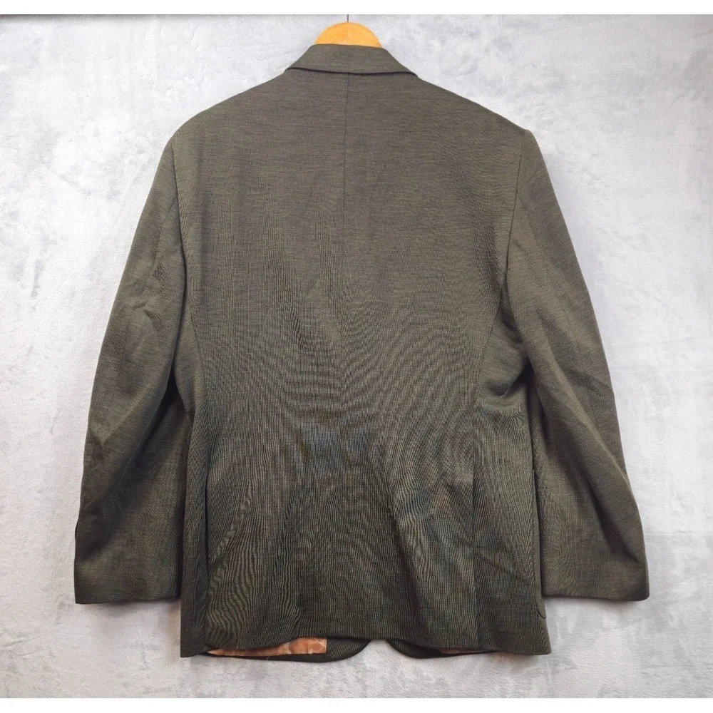 RC Tom James Knit Blazer 42R Mens Green Lion Lining Sport Coat Surgeons Cuff